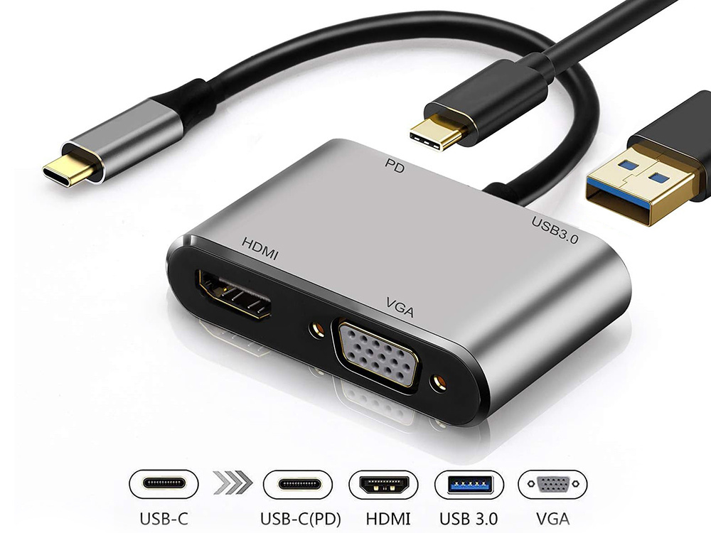 adaptér USB - C na HDMI 4K, VGA